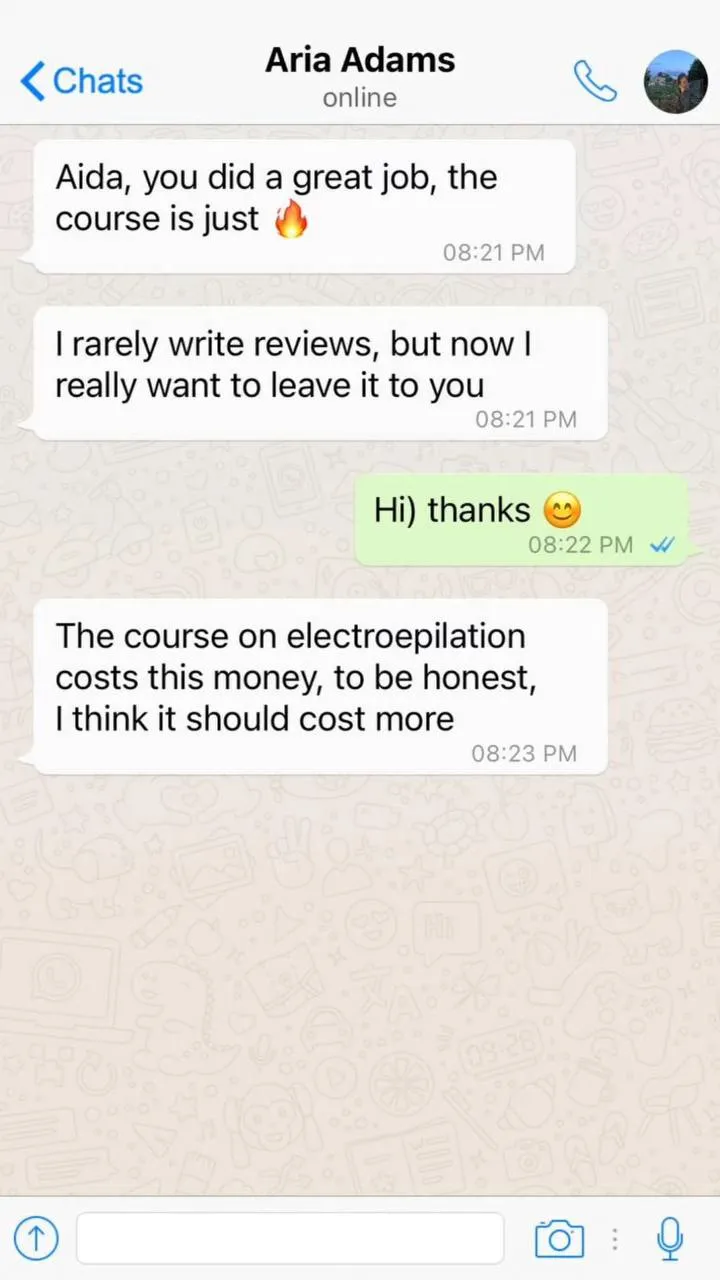 Student chat review 2, beauty courses by Aida Khazieva